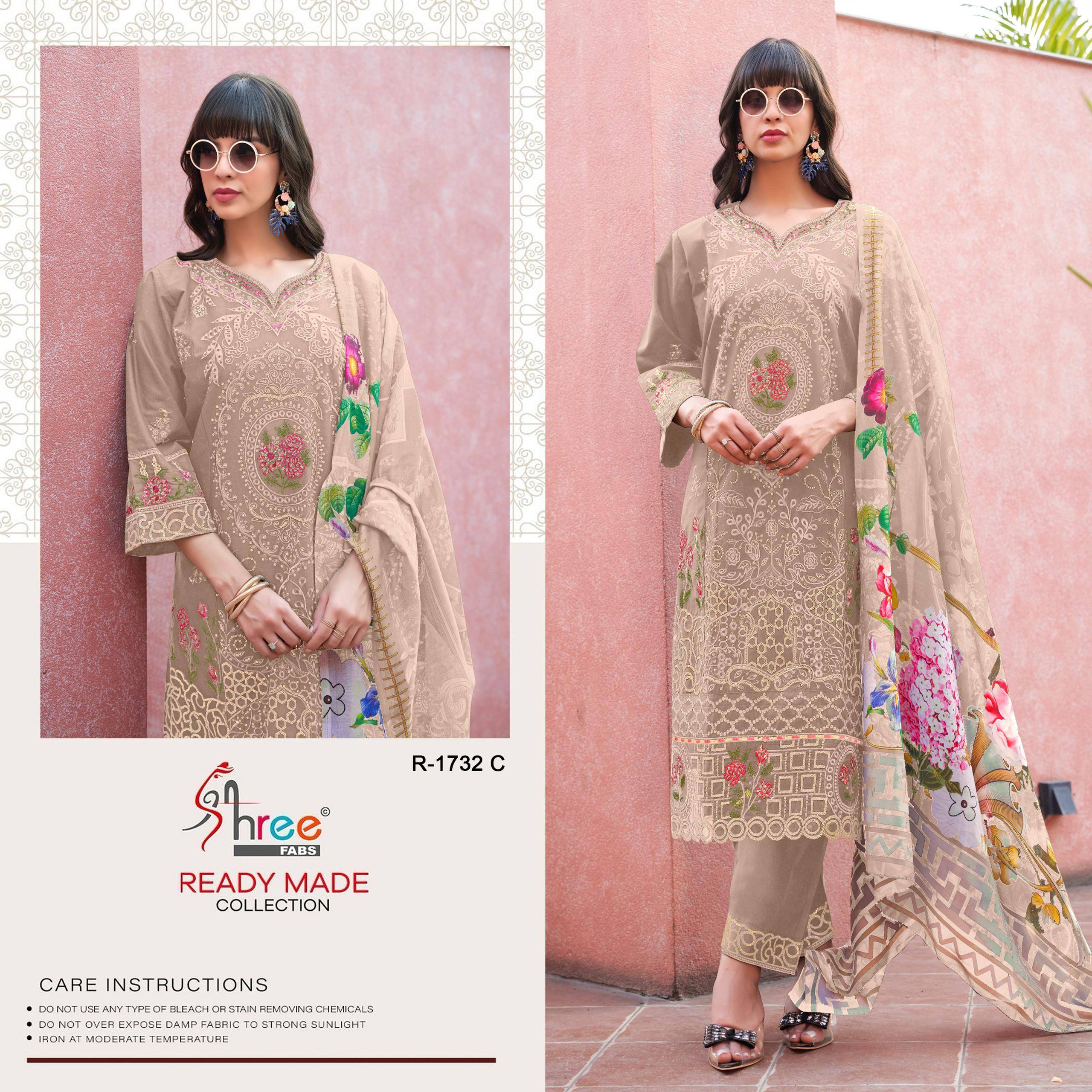 1732 Colors BY Shree fabs 1732 a TO 1732 d SERIES Pakistani Stylish Beautiful Colourful Printed & camric cotton readymade Dresses At Wholesale Price